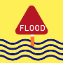 Flood Warning image related to new Mitchell County, KS, floodplain information.